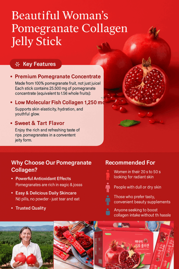 Beautiful Woman's Pomegranate Collagen Jelly Stick